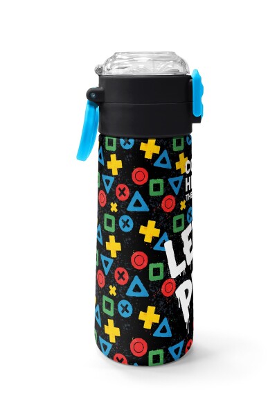 Coral High Kids Siyah Lets Play Desenli Pipetli ve Direkt İçim Çelik Termos 500 ml 38114 - 2