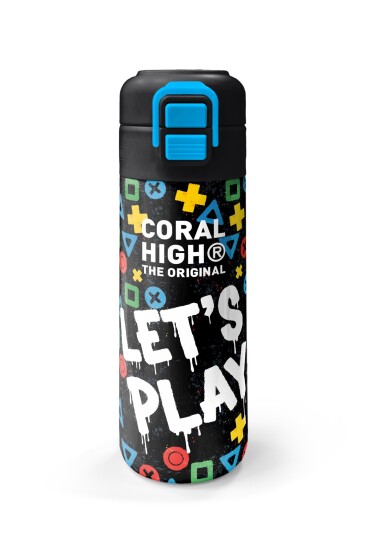 Coral High Kids Siyah Lets Play Desenli Pipetli ve Direkt İçim Çelik Termos 500 ml 38114 - 4