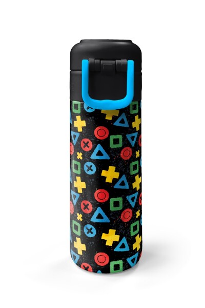 Coral High Kids Siyah Lets Play Desenli Pipetli ve Direkt İçim Çelik Termos 500 ml 38114 - 7