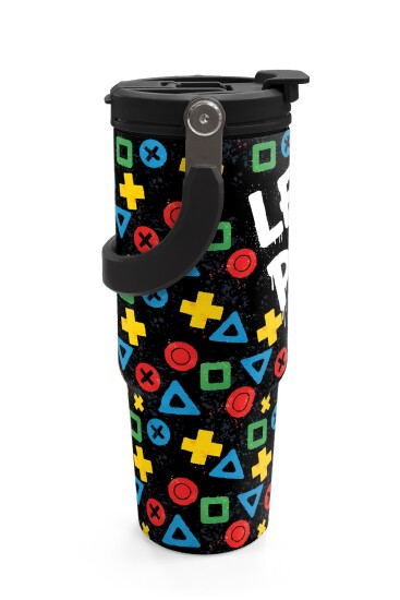 Coral High Kids Siyah Lets Play Desenli Pipetli ve Direkt İçim Çelik Termos 900 ml 38728 - 7