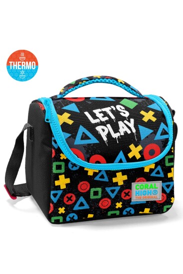 Coral High Kids Siyah Lets Play Desenli Thermo Beslenme Çantası 37114 