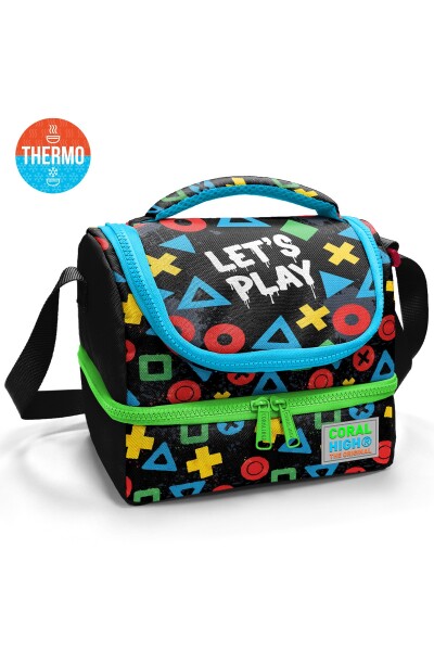 Coral High Kids Siyah Lets Play Desenli Thermo İki Katlı Beslenme Çantası 37207 - 1