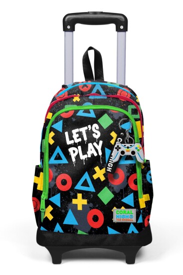 Coral High Kids Siyah Lets Play Desenli Üç Bölmeli Çekçekli Okul Sırt Çantası 34014 - 8