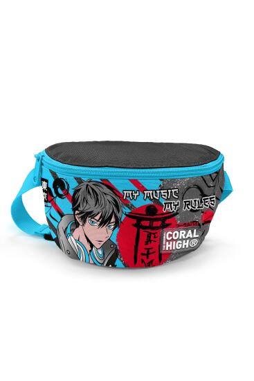 Coral High Kids Siyah Mavi Anime Desenli Bel Çantası 11558 - CORAL HIGH