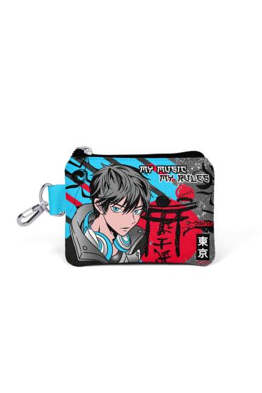 Coral High Kids Siyah Mavi Anime Desenli Bozuk Para Çantası 21925 