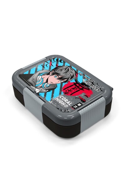 Coral High Kids Siyah Mavi Anime Desenli Paslanmaz Çelik Beslenme Kabı 39364 - 2