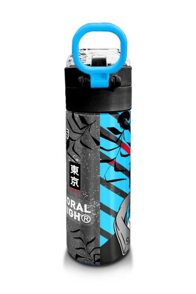 Coral High Kids Siyah Mavi Anime Desenli Pipetli ve Direkt İçim Çelik Termos 500 ml 31840 - 3