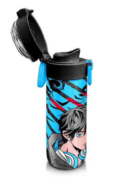 Coral High Kids Siyah Mavi Anime Desenli Pipetli ve Direkt İçim Çelik Termos 500 ml 31840 - 6