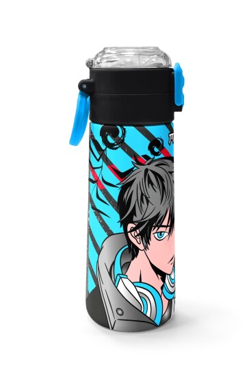 Coral High Kids Siyah Mavi Anime Desenli Pipetli ve Direkt İçim Çelik Termos 500 ml 31840 - 2