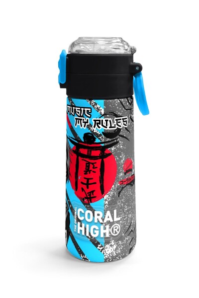 Coral High Kids Siyah Mavi Anime Desenli Pipetli ve Direkt İçim Çelik Termos 500 ml 31840 - 3