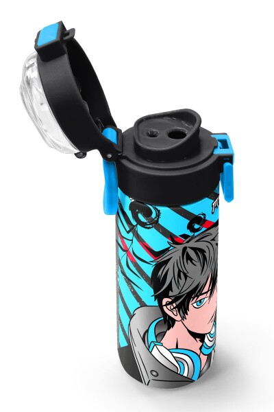 Coral High Kids Siyah Mavi Anime Desenli Pipetli ve Direkt İçim Çelik Termos 500 ml 31840 - 6