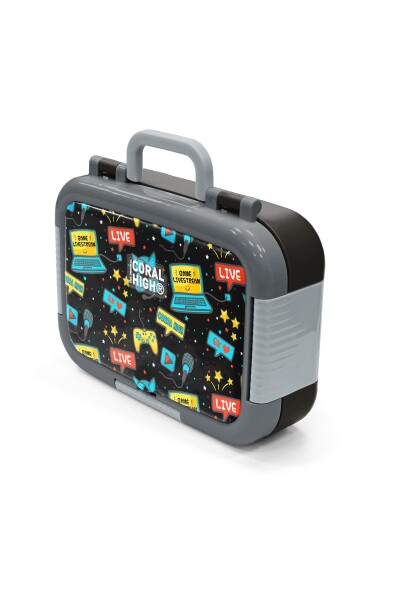 Coral High Kids Siyah Mavi Gamer Desenli Paslanmaz Çelik Beslenme Kabı 39312 - 4