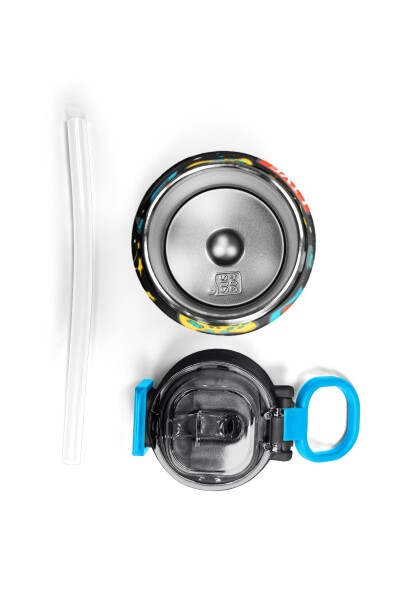 Coral High Kids Siyah Mavi Gamer Desenli Pipetli ve Direkt İçim Çelik Termos 500 ml 31984 - 7
