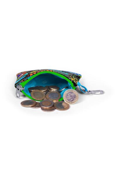 Coral High Kids Siyah Mavi Grafiti Desenli Bozuk Para Çantası 21860 - 4