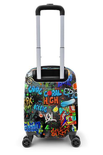 Coral High Kids Siyah Mavi Grafiti Desenli Çocuk Valizi 16760 - 2