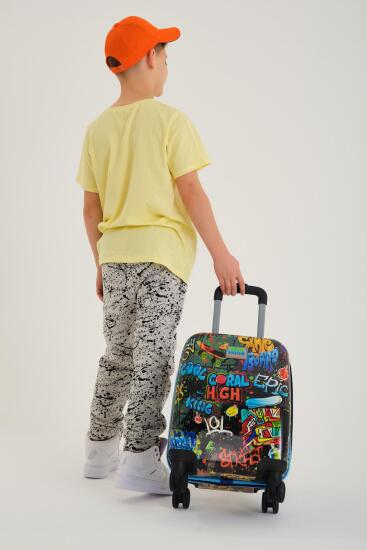 Coral High Kids Siyah Mavi Grafiti Desenli Çocuk Valizi 16760 - 7