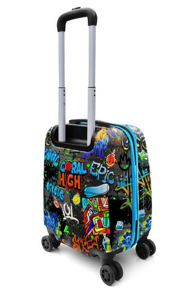 Coral High Kids Siyah Mavi Grafiti Desenli Çocuk Valizi 16760 - 6