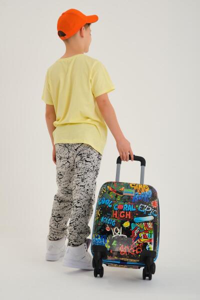 Coral High Kids Siyah Mavi Grafiti Desenli Çocuk Valizi 16760 - 7
