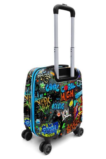 Coral High Kids Siyah Mavi Grafiti Desenli Çocuk Valizi 16760 - 8