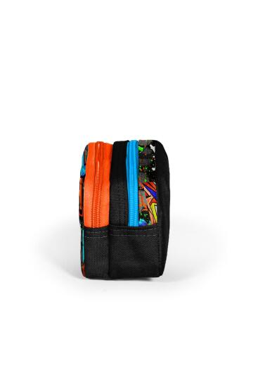 Coral High Kids Siyah Mavi Grafiti Desenli İki Bölmeli Kalem Çantası 22161 - 2