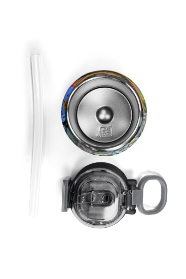 Coral High Kids Siyah Mavi Grafiti Desenli Pipetli ve Direkt İçim Çelik Termos 500 ml 31972 - 7