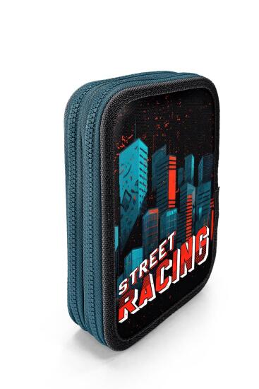 Coral High Kids Siyah Nefti Yarış Arabası Desenli Çift Katlı Kalem Çanta 11151 - 3