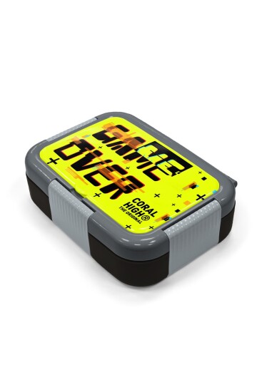 Coral High Kids Siyah Neon Sarı Game Over Desenli Paslanmaz Çelik Beslenme Kabı 39207 - 2