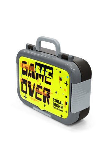 Coral High Kids Siyah Neon Sarı Game Over Desenli Paslanmaz Çelik Beslenme Kabı 39207 - 4