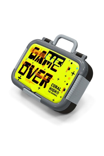 Coral High Kids Siyah Neon Sarı Game Over Desenli Paslanmaz Çelik Beslenme Kabı 39207 