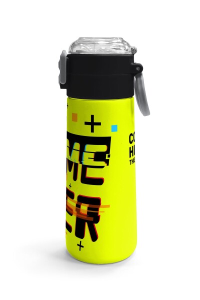 Coral High Kids Siyah Neon Sarı Game Over Desenli Pipetli ve Direkt İçim Çelik Termos 500 ml 31936 - 3