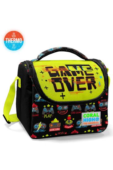 Coral High Kids Siyah Neon Sarı Game Over Desenli Thermo Beslenme Çantası 11728 - Coral High KIDS