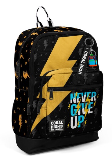 Coral High Kids Siyah Never Give Up Desenli Okul Sırt Çantası 33220 