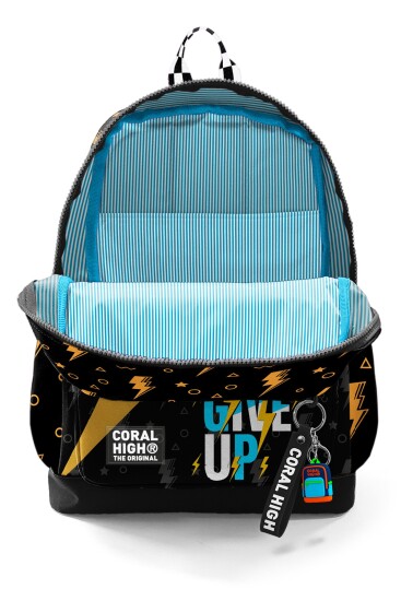 Coral High Kids Siyah Never Give Up Desenli Okul Sırt Çantası 33220 - 3