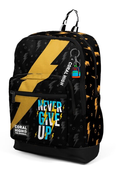 Coral High Kids Siyah Never Give Up Desenli Okul Sırt Çantası 33220 - 6