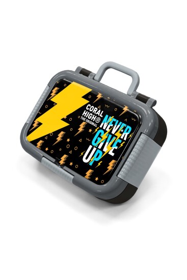 Coral High Kids Siyah Never Give Up Desenli Paslanmaz Çelik Beslenme KabI 39120 - 1