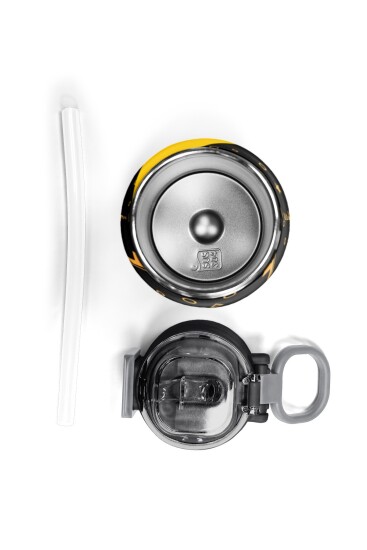 Coral High Kids Siyah Never Gıve Up Yazı Desenli Pipetli ve Direkt İçim Çelik Termos 500 ml 38120 - 7