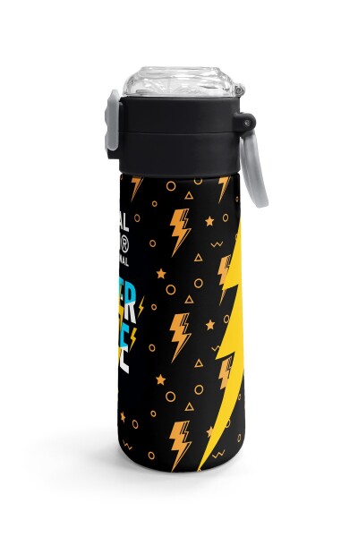 Coral High Kids Siyah Never Gıve Up Yazı Desenli Pipetli ve Direkt İçim Çelik Termos 500 ml 38120 - 3