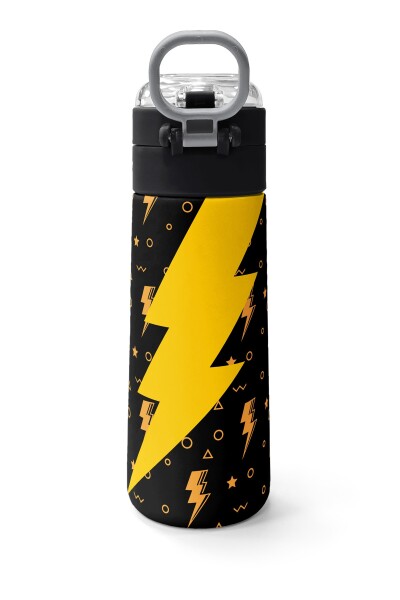 Coral High Kids Siyah Never Gıve Up Yazı Desenli Pipetli ve Direkt İçim Çelik Termos 500 ml 38120 - 4