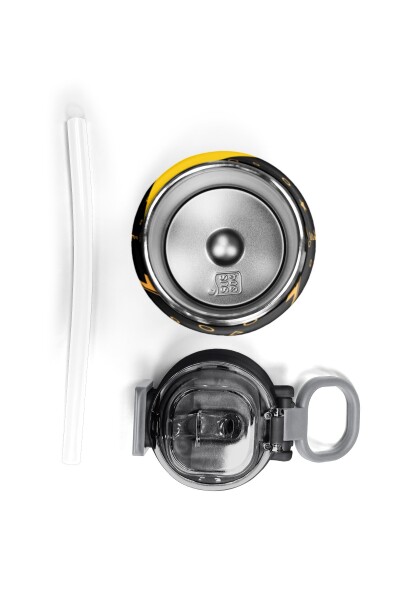 Coral High Kids Siyah Never Gıve Up Yazı Desenli Pipetli ve Direkt İçim Çelik Termos 500 ml 38120 - 7