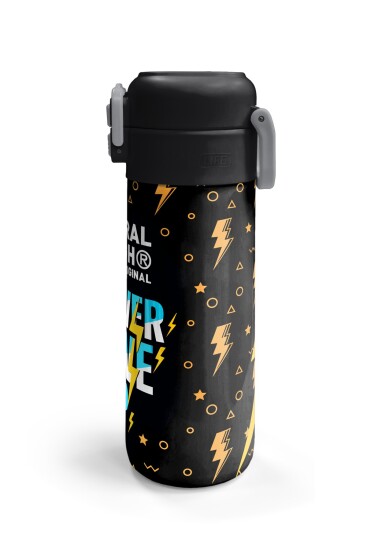 Coral High Kids Siyah Never Gıve Up Yazı Desenli Pipetli ve Direkt İçim Çelik Termos 500 ml 38120 - 6