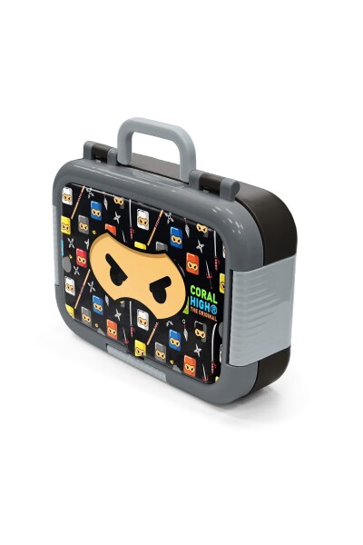 Coral High Kids Siyah Ninja Desenli Paslanmaz Çelik Beslenme Kabı 39224 - 4