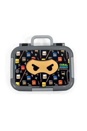 Coral High Kids Siyah Ninja Desenli Paslanmaz Çelik Beslenme Kabı 39224 - 5