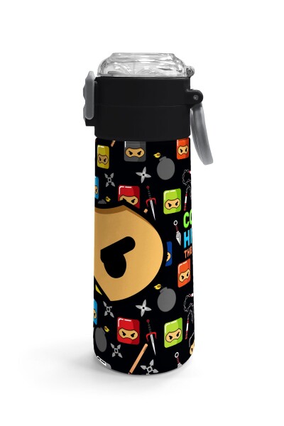 Coral High Kids Siyah Ninja Desenli Pipetli ve Direkt İçim Çelik Termos 500 ml 31919 - 3