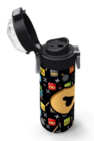 Coral High Kids Siyah Ninja Desenli Pipetli ve Direkt İçim Çelik Termos 500 ml 31919 - 6