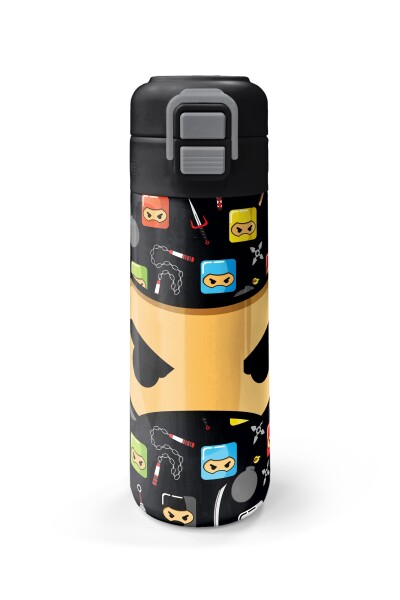 Coral High Kids Siyah Ninja Desenli Pipetli ve Direkt İçim Çelik Termos 500 ml 31919 - 4
