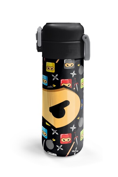 Coral High Kids Siyah Ninja Desenli Pipetli ve Direkt İçim Çelik Termos 500 ml 31919 - 6