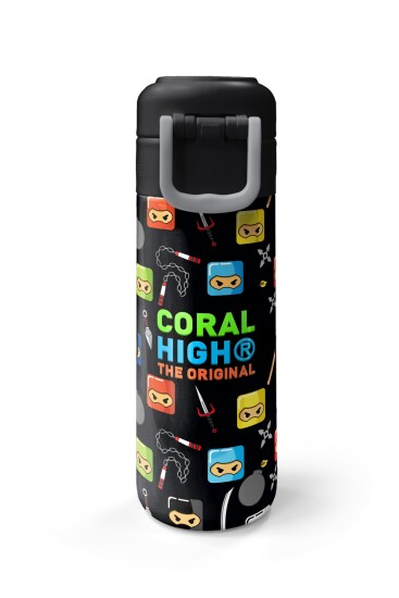 Coral High Kids Siyah Ninja Desenli Pipetli ve Direkt İçim Çelik Termos 500 ml 31919 - 7