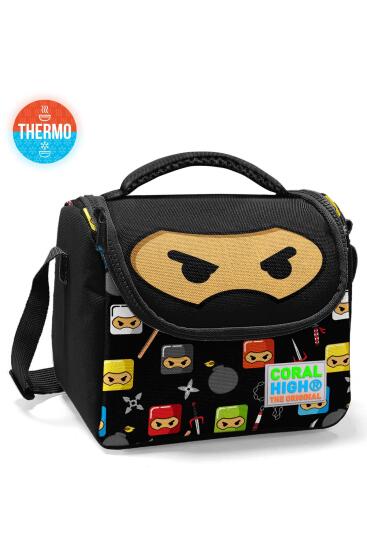 Coral High Kids Siyah Ninja Desenli Thermo Beslenme Çantası 11811 - Coral High KIDS