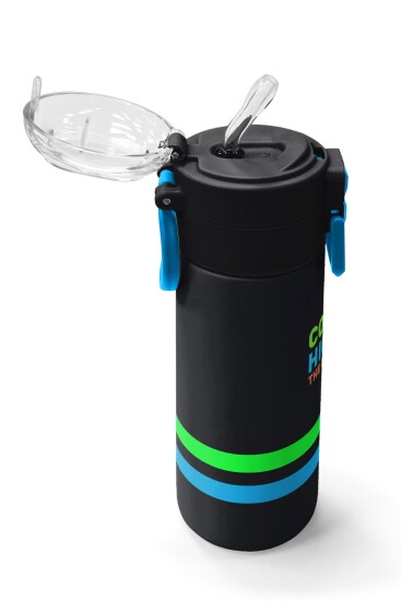 Coral High Kids Siyah Pipetli ve Direkt İçim Çelik Termos 500 ml 31929 - 5