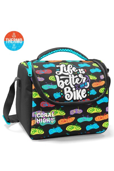 Coral High Kids Siyah Renkli Bisiklet Desenli 3'lü Okul Çanta Seti SET0133243 - 3